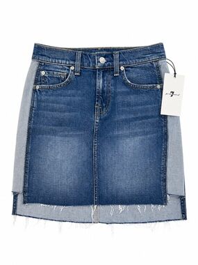 NWT 7 For All Mankind Denim Mini Skirt 25 Raw Hem